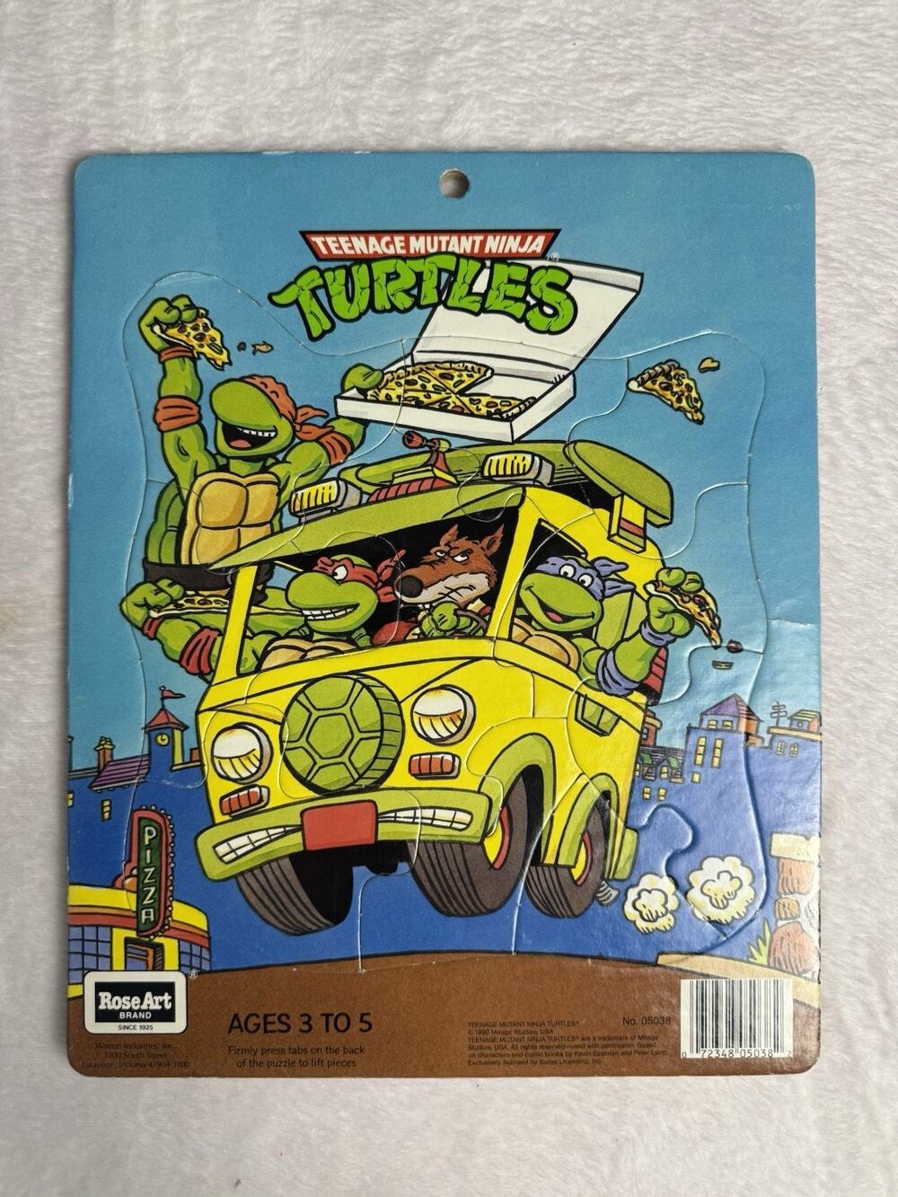 Vintage Teenage Mutant Ninja Turtles Jigsaw Puzzle Ninja Pizza Rose Art 1990